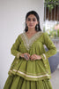 Glorious Green Cotton Designer Lehenga Choli for Women With Gota Patti Work