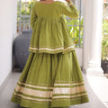 Glorious Green Cotton Designer Lehenga Choli for Women With Gota Patti Work