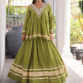 Glorious Green Cotton Designer Lehenga Choli for Women With Gota Patti Work