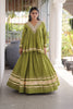 Glorious Green Cotton Designer Lehenga Choli for Women With Gota Patti Work
