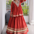 Radiant Red Cotton Designer Lehenga Choli for Women with Gota Patti Work