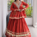 Radiant Red Cotton Designer Lehenga Choli for Women with Gota Patti Work