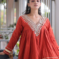 Radiant Red Cotton Designer Lehenga Choli for Women with Gota Patti Work