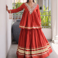 Radiant Red Cotton Designer Lehenga Choli for Women with Gota Patti Work