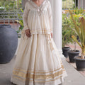 Elegant Off-White Cotton Designer Lehenga Choli for Women with Gota Patti Work