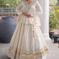 Elegant Off-White Cotton Designer Lehenga Choli for Women with Gota Patti Work