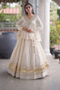 Elegant Off-White Cotton Designer Lehenga Choli for Women with Gota Patti Work
