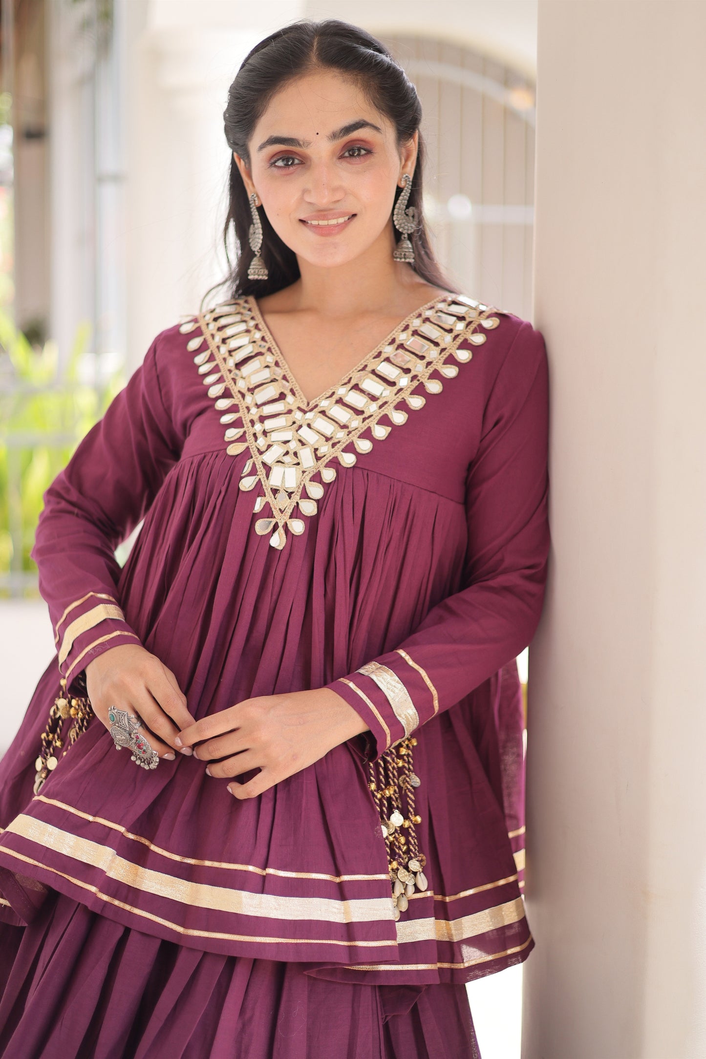 Royal Purple Cotton Designer Lehenga Choli for Women with Gota Patti Work