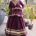 Royal Purple Cotton Designer Lehenga Choli for Women with Gota Patti Work