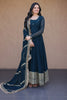 Classy Navy Blue Faux Georgette Readymade Designer Gown with Embroidered Dupatta for Wedding