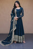 Classy Navy Blue Faux Georgette Readymade Designer Gown with Embroidered Dupatta for Wedding