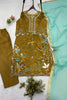 Elegant Brown Glass Roman Silk Embroidery Work Kurta Pant Set for Women