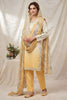 Stylish Yellow Glass Roman Silk Embroidery Work Salwar Suit Dupatta for Women