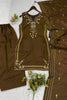 Premium Brown Glass Roman Silk Embroidery Work Salwar Suit Dupatta for Women