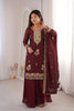 Elegant Maroon Heavy Fandy Silk Embroidery Work Sequin Salwar Suit Set