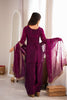 Stunning Wine Purple Glass Roman Silk Embroidered Suit Set Sequin Zari Work