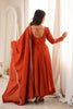 Graceful Rust Orange Roman Chanderi Silk Anarkali Thread Work Fancy Work Dupatta