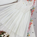 Stylish White Faux Georgette Anarkali Suit Floral Embroidery Work