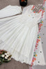 Stylish White Faux Georgette Anarkali Suit Floral Embroidery Work