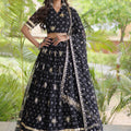 Stunning Black Bandhani Printed Designer Lehenga Choli Set with Gota Lace Work Dupatta