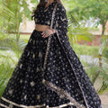 Stunning Black Bandhani Printed Designer Lehenga Choli Set with Gota Lace Work Dupatta