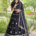Stunning Black Bandhani Printed Designer Lehenga Choli Set with Gota Lace Work Dupatta