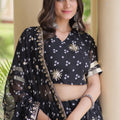 Stunning Black Bandhani Printed Designer Lehenga Choli Set with Gota Lace Work Dupatta