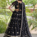 Stunning Black Bandhani Printed Designer Lehenga Choli Set with Gota Lace Work Dupatta
