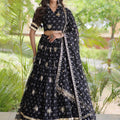 Stunning Black Bandhani Printed Designer Lehenga Choli Set with Gota Lace Work Dupatta