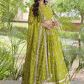 Gorgeous Green Bandhani Printed Designer Lehenga Choli Set with Gota Lace Work Dupatta