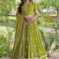Gorgeous Green Bandhani Printed Designer Lehenga Choli Set with Gota Lace Work Dupatta