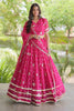 Lovely Rani Pink Bandhani Printed Designer Lehenga Choli Set with Gota Lace Work Dupatta