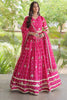 Lovely Rani Pink Bandhani Printed Designer Lehenga Choli Set with Gota Lace Work Dupatta