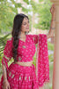 Lovely Rani Pink Bandhani Printed Designer Lehenga Choli Set with Gota Lace Work Dupatta