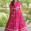 Lovely Rani Pink Bandhani Printed Designer Lehenga Choli Set with Gota Lace Work Dupatta