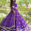 Wonderful Purple Bandhani Printed Designer Lehenga Choli Set with Gota Lace Work Dupatta