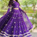 Wonderful Purple Bandhani Printed Designer Lehenga Choli Set with Gota Lace Work Dupatta