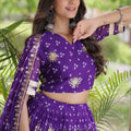 Wonderful Purple Bandhani Printed Designer Lehenga Choli Set with Gota Lace Work Dupatta