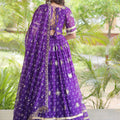 Wonderful Purple Bandhani Printed Designer Lehenga Choli Set with Gota Lace Work Dupatta