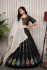 Elegant Black Vichitra Silk Embroidered Designer Lehenga Choli Set with Dupatta for Navratri