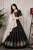 Elegant Black Vichitra Silk Embroidered Designer Lehenga Choli Set with Dupatta for Navratri