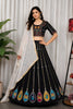 Elegant Black Vichitra Silk Embroidered Designer Lehenga Choli Set with Dupatta for Navratri