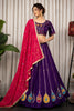 Stunning Purple Vichitra Silk Embroidered Designer Lehenga Choli Set with Pink Dupatta for Navratri