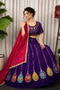 Stunning Purple Vichitra Silk Embroidered Designer Lehenga Choli Set with Pink Dupatta for Navratri