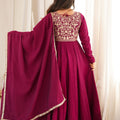Stunning Wine Maroon Pure Microscrape Anarkali Embroidery Work Salwar Suit