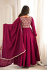 Stunning Wine Maroon Pure Microscrape Anarkali Embroidery Work Salwar Suit