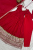 Stylish Red Pure Micro Crape Anarkali Embroidered Border Work Salwar Suit