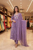 Elegant Lavender Chanderi Silk Anarkali Salwar Suit Set Sequin Embroidery Work