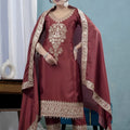 Stunning Maroon Pure Heavy Chinon Silk Salwar Suit Set Heavy Embroidery Sequin Work