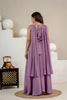 Stylish Lavender Roman Silk Palazzo Suit Set Sequin Embroidery Work